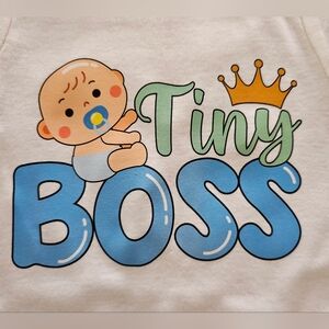 Gerber 0-3mos Baby Graphic Onesie: "Tiny Boss" Short Sleeve Bodysuit